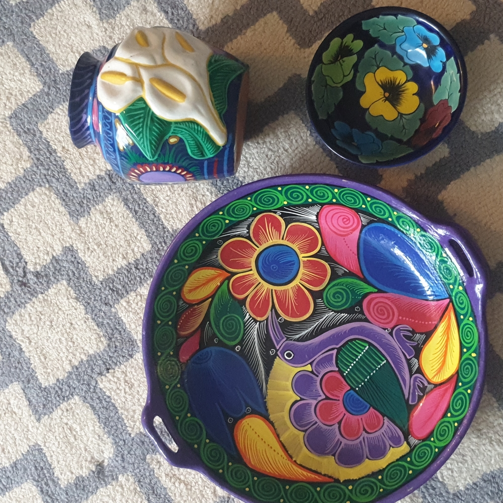 Colourful trio handpainted